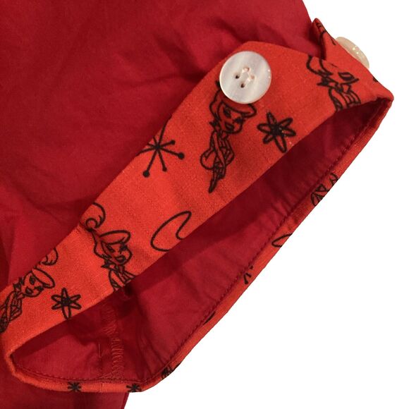 Unique Vintage X Jetson's XL Red Tie Front Crop Top Button Up Collared Shirt NWT - Picture 12 of 16